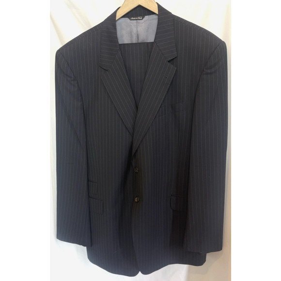 Paul Smith Mens Mohair Wool Blazer Suit Jacket 46 L Navy Pinstripe Pants Italy - Picture 2 of 14